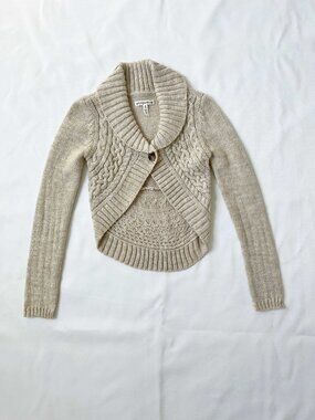 Aeropostale Cable-knit Round Hem Beige Cardigan Juniors Size M